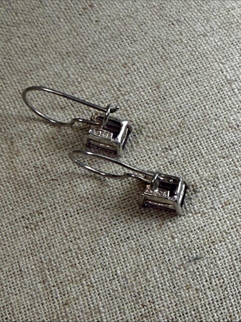 Sterling Silver Purple Stone Drop Earrings 925 - Picture 5 of 5